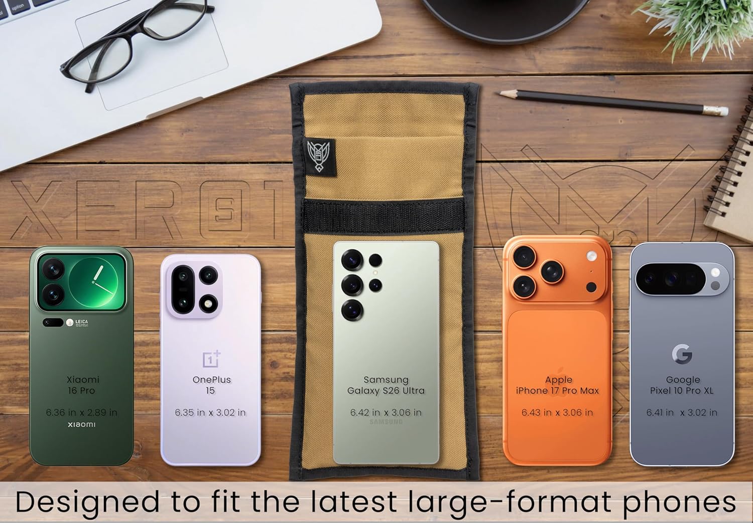 Xtreme Sight Line ~ Xero 1 Small + Large Faraday Sleeve Combo ~ Data Security for Travel ~ Tracking/Hacking Defense ~ 1000 Denier Padded Nylon Fabric ~ Coyote Brown