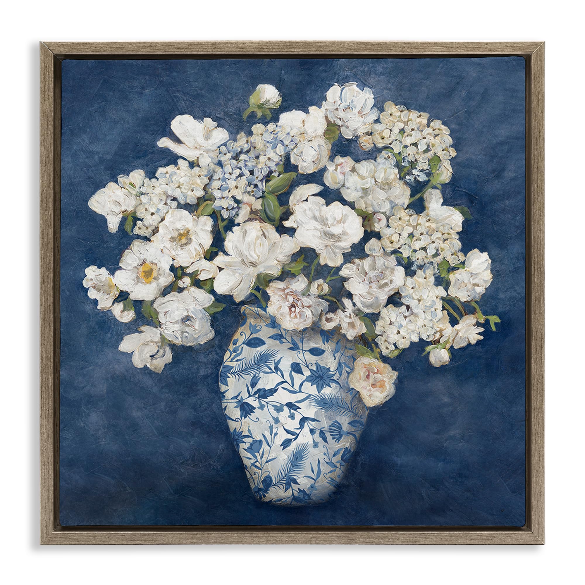 'Classic Blue Chinoiserie Vase'| Floating Frame Canvas Art