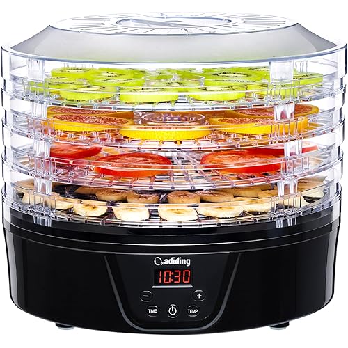 Adiding Food Dehydrator Machine, Dehydrator with 4 BPA Free Trays, Digital Timer & Temperature Control, 350W Food Dryer for Fruit Vegetable Meat Beef Jerky Herbs Pet Treats