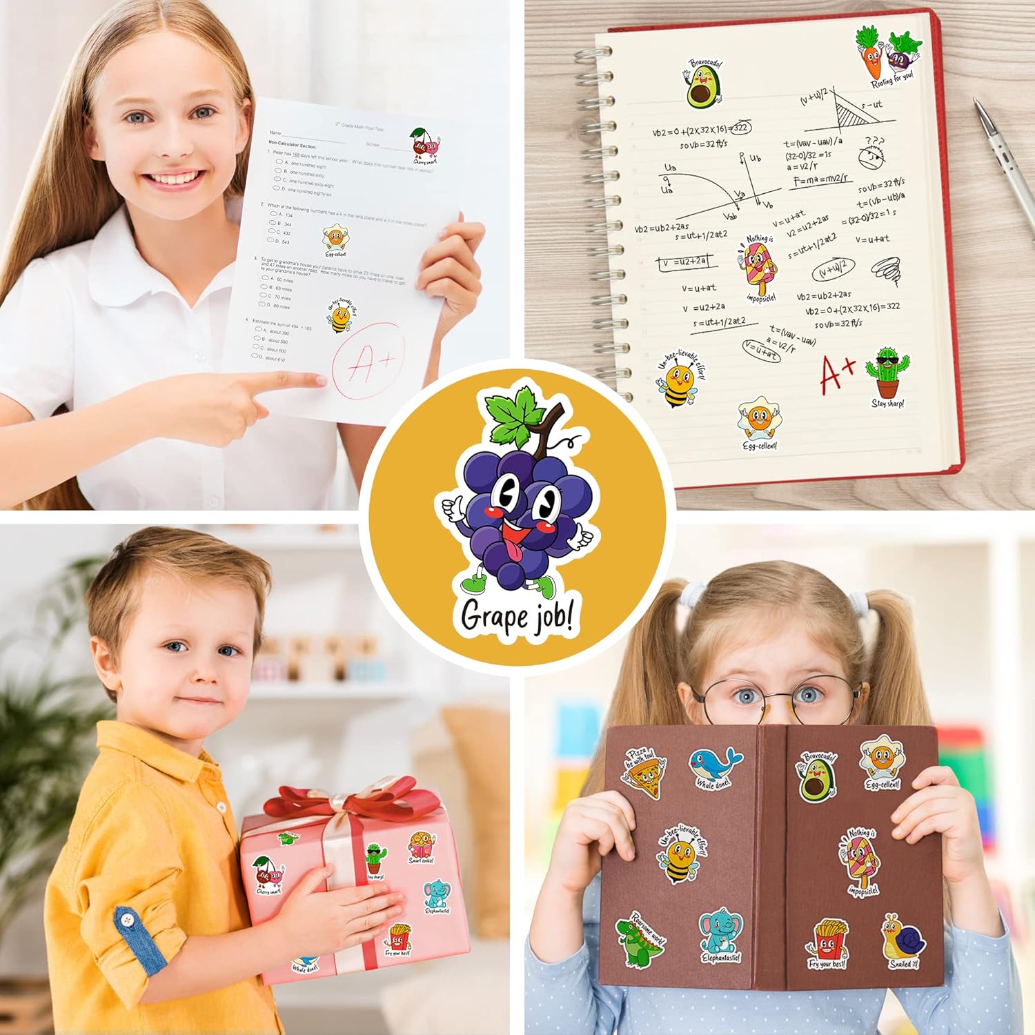 D-FantiX Punny Rewards Stickers for Kids, 800 Pieces Motivational Funny Stickers, Teacher Stickers for Students Classroom, Positive Cute Incentive Stickers for Kids Teacher School Classroom Supplies : Office Products