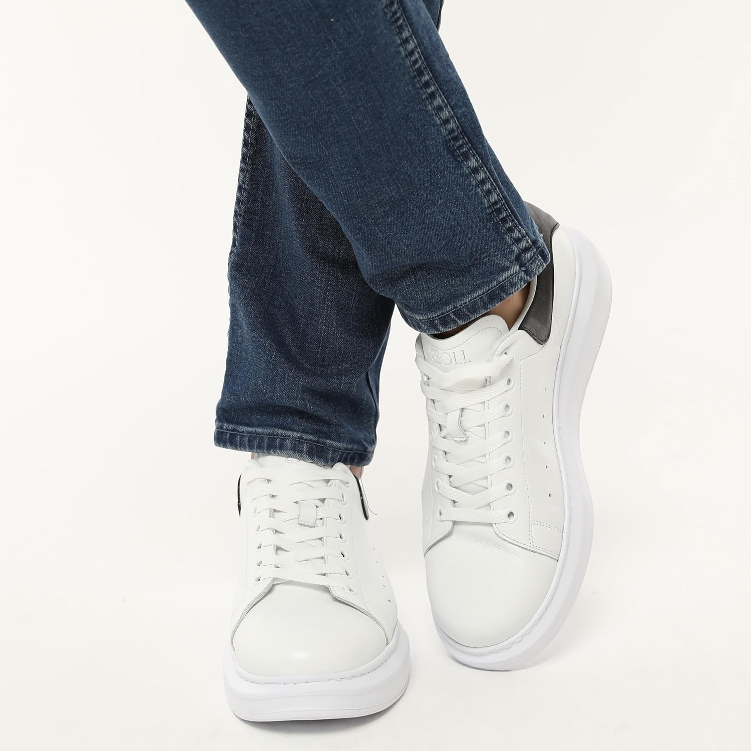 SOLL Queen II Men's Casual Sneakers | Genuine Leather Perforated Oversizded Thick Sole Shoes - Image 2