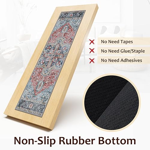 Miniatura 84 de OJIA Alfombra antideslizante a juego para peldaños de madera, parte trasera de goma cuadrada antideslizante, alfombra de aterrizaje para escaleras