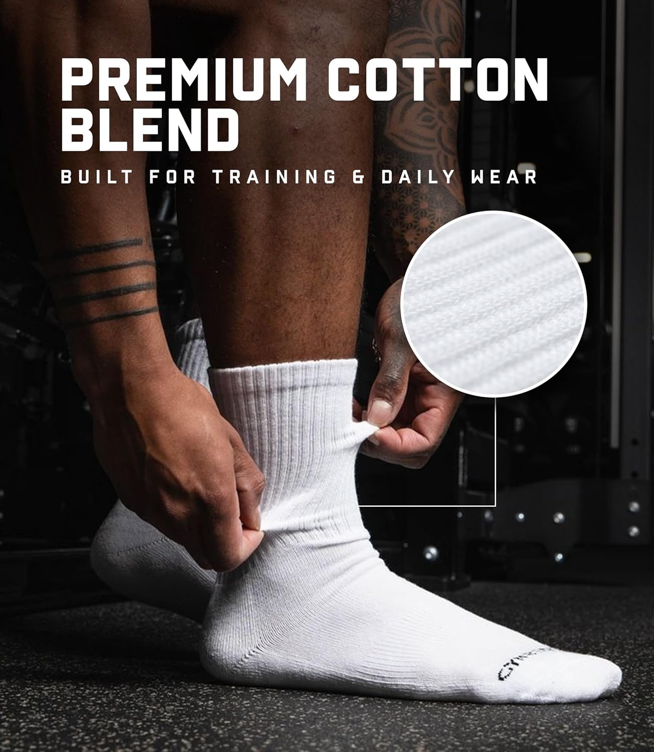 Gymreapers Crew Socks For Men & Women (6-Pack) – Long Moisture Wicking 100% Cotton Socks - Breathable Supportive Fit Socks - Image 4