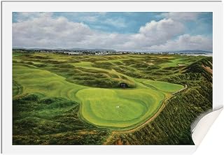 Royal Portrush Golf Club Hole Course The Open Championship Ireland Aerial Oil Painting Art Print RiOil10 on 28x40 Polyester Canvas