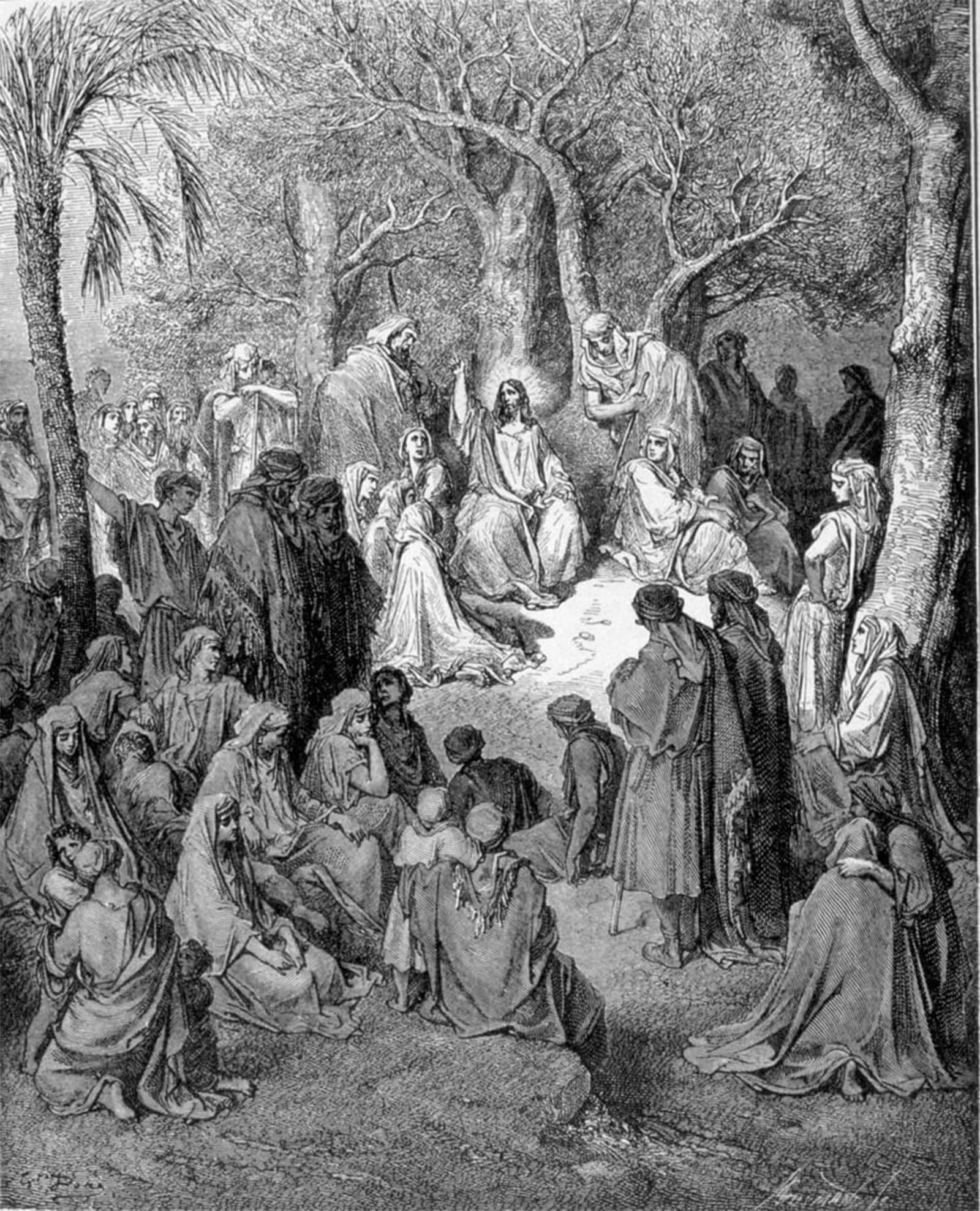 SERENDIPITP Retro Picture Poster Wall Art Pictures Painting the Sermon of the Mountain by Gustave Dore Wall Art Canvas Print for Wall Decor 60x90cm