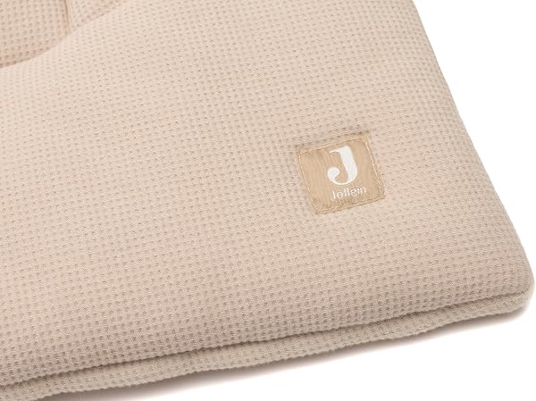Jollein Tapis de parc - Little Waffle - 75 x 95 cm - Warm Sand/Sand - fond de parc - 95% coton 5% élasthanne - certifié OEKO-TEX - ultra doux - tapis d’éveil bébé - 3