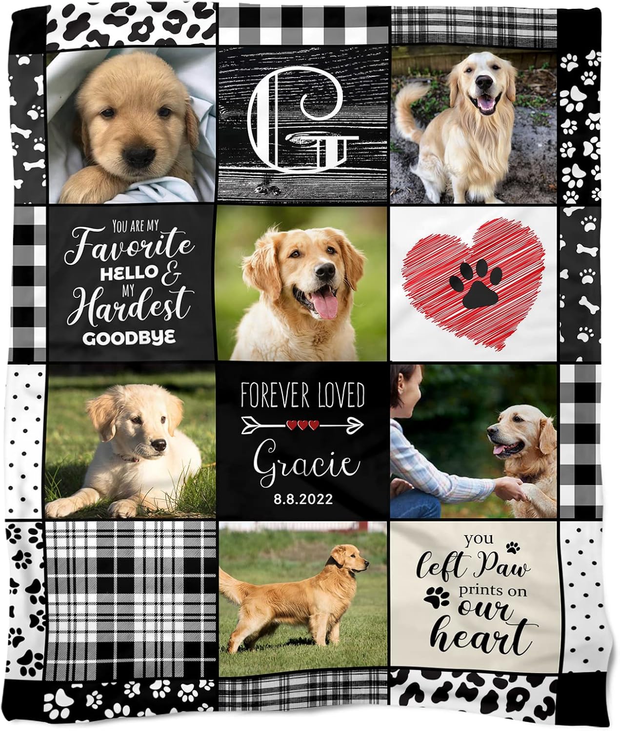 Custom Pet Memorial Blanket with Photo - Personalized Remembrance Gift for Deceased Dogs, Comforting Sympathy Blanket for Bereaved Owners, Soft Plush Tribute for Couch or Bed (Throws 50x60)