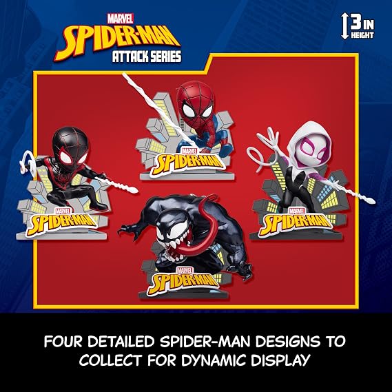 YuMe Spider Man Attack Action Figure - 3.5 | Single Pack Collectible Toy in Box | Official Licensed Marvel Merchandise | Gift for Marvel Superhero Fans & Collectors | Collect the Set | Durable Vinyl