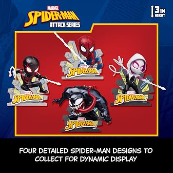YuMe Spider Man Attack Action Figure - 3.5 | Single Pack Collectible Toy in Box | Official Licensed Marvel Merchandise | Gift for Marvel Superhero Fans & Collectors | Collect the Set | Durable Vinyl