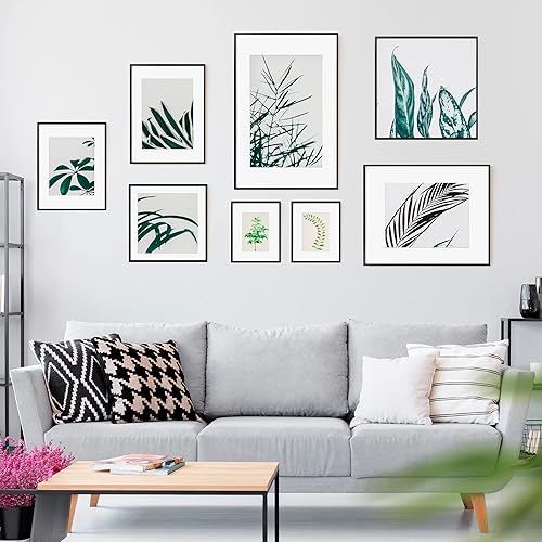 Miniatura 310 de Fun Memories Portarretratos de metal de 16 x 20 pulgadas con paspartú de 11 x 14 pulgadas, acabado de aluminio cepillado, parte delantera de vidrio