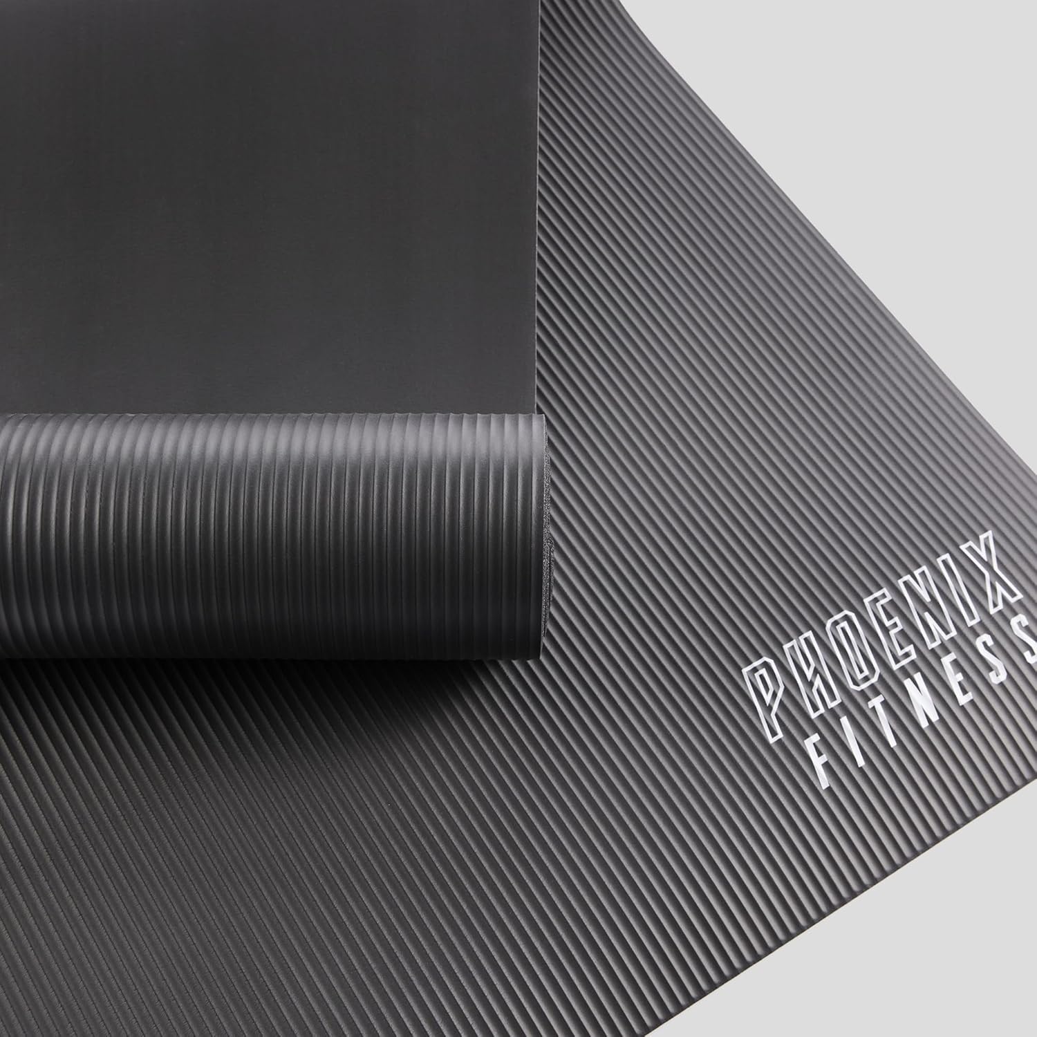 Phoenix Fitness NBR Yoga Mat - 15mm Extra Thick Exercise Mat with Carry Strap - Non Slip Yoga Mat for HIIT, Exercise & Pilates for Men and Women - Black or Pink