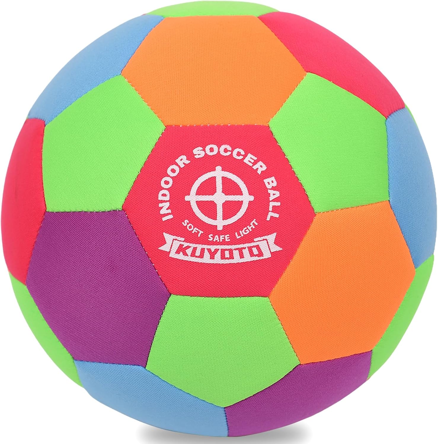 KUYOTQ Soft Fabric Indoor Size 4 Colorful Soccer Ball, Kids Youth Training Practice Indoor Soft Soccer, Lightweight Cloth Soccer Ball for Boys Girls Beginners, Living Room Bedroom Play