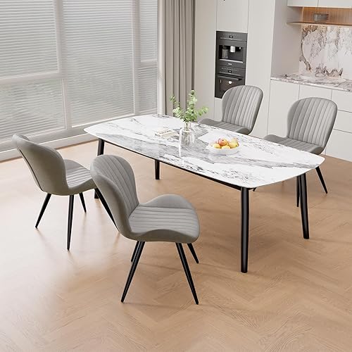 Miniatura 23 de Nalupatio Juego de 6 sillas de comedor, modernas sillas de comedor con respaldo cómodo, sillas de cocina tapizadas gruesas, 19 pulgadas de altura