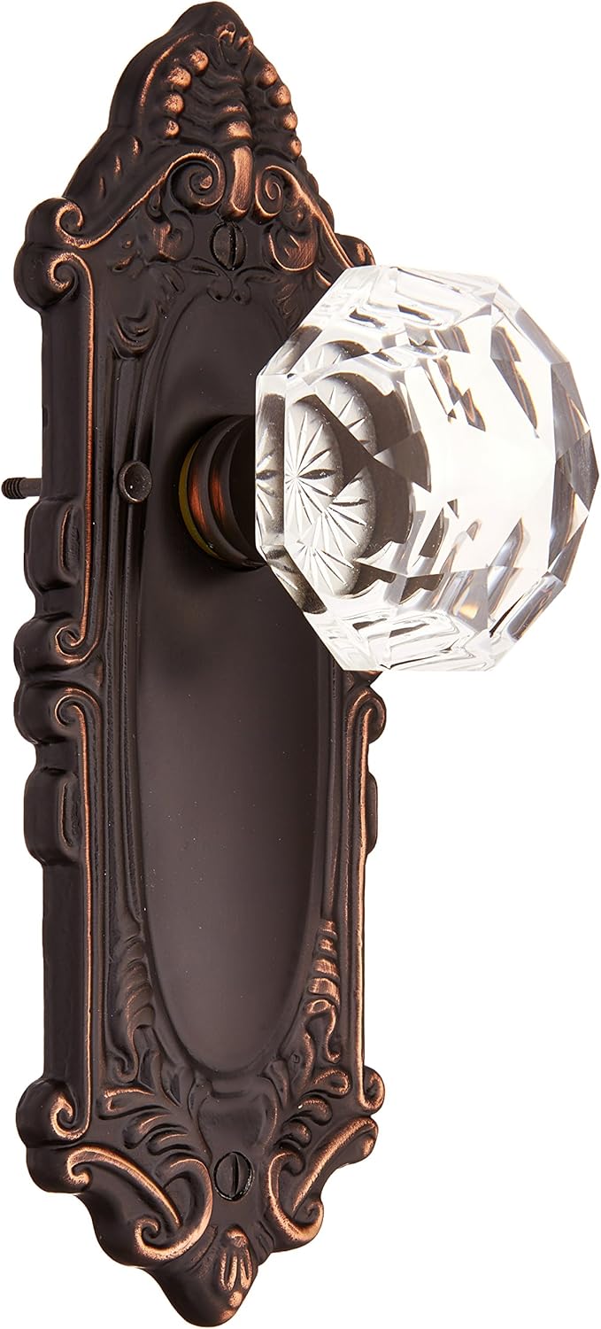 Largo Design Door Set with Diamond Crystal Knobs Privacy in Oil Rubbed Bronze. Doorsets.
