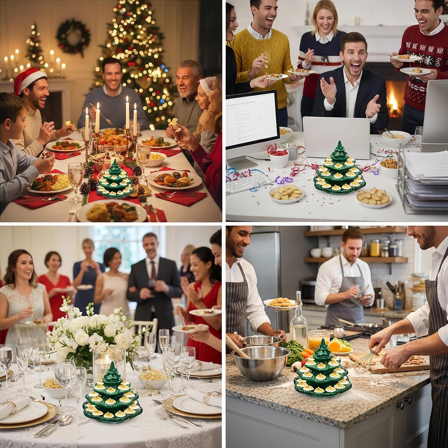 4 Layer Deviled Egg Holder, 26 Hole Christmas Tree Shaped Deviled Egg Plate, Reusable Holiday DeviledEgg Platters Trays Holds For Home Decor