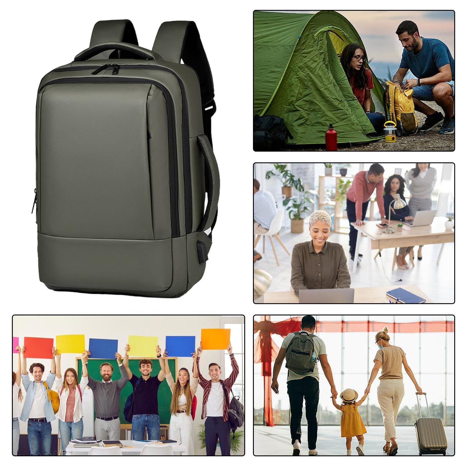 Zaino per laptop aziendale, zaino per laptop da uomo - Zaino espandibile per laptop - Zaino espandibile per laptop, borsa per notebook da viaggio per casa, viaggi, lavoro, Verde verde versione