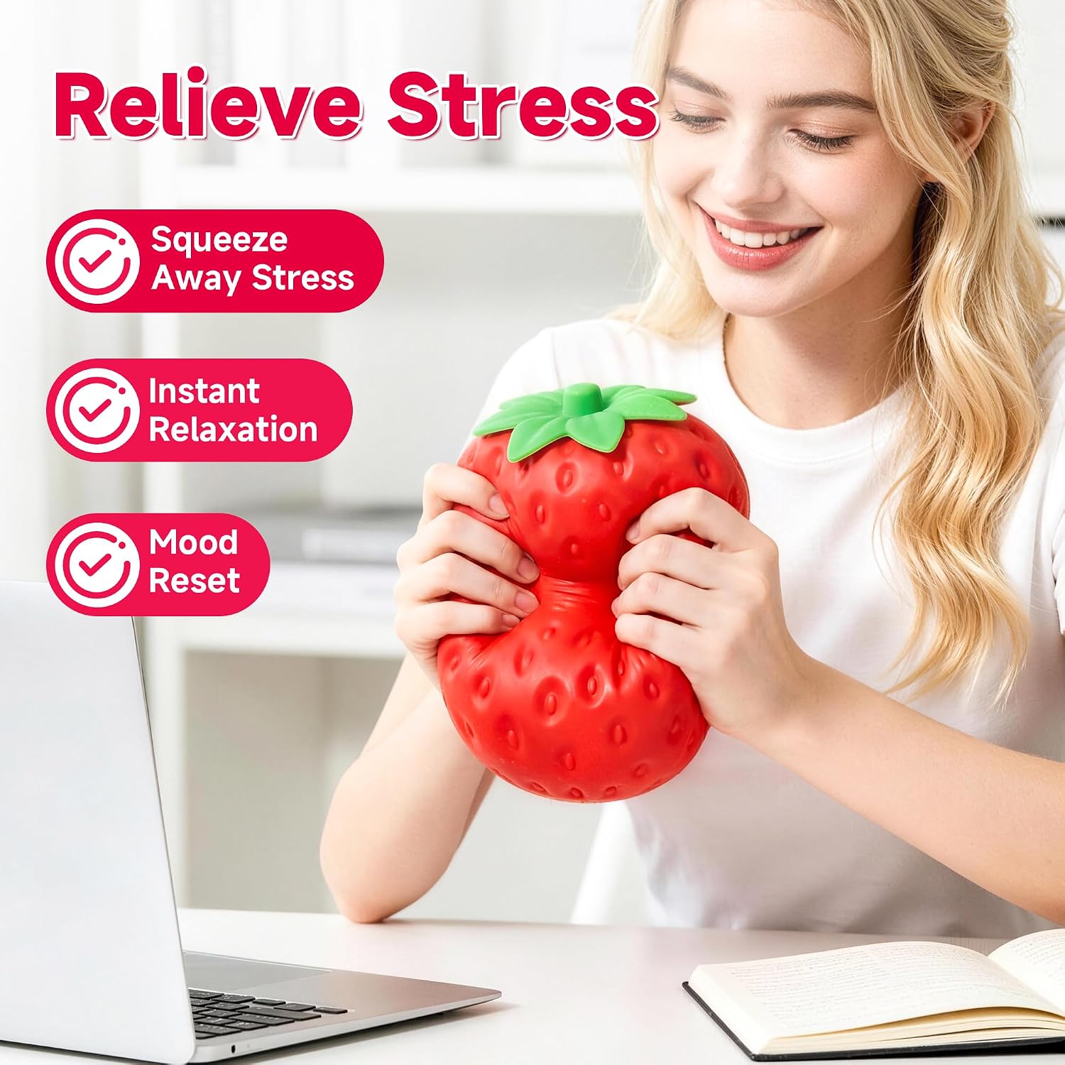 Strawberry Squishy-5.5 Inch Jumbo Slow Rising Squishys,Squeeze Toys,Giant Strawberry Squishy,Soft Fruit squishys,Sensory Toys for Stress Relief, Party Favors Gift for Boys Girls Adults