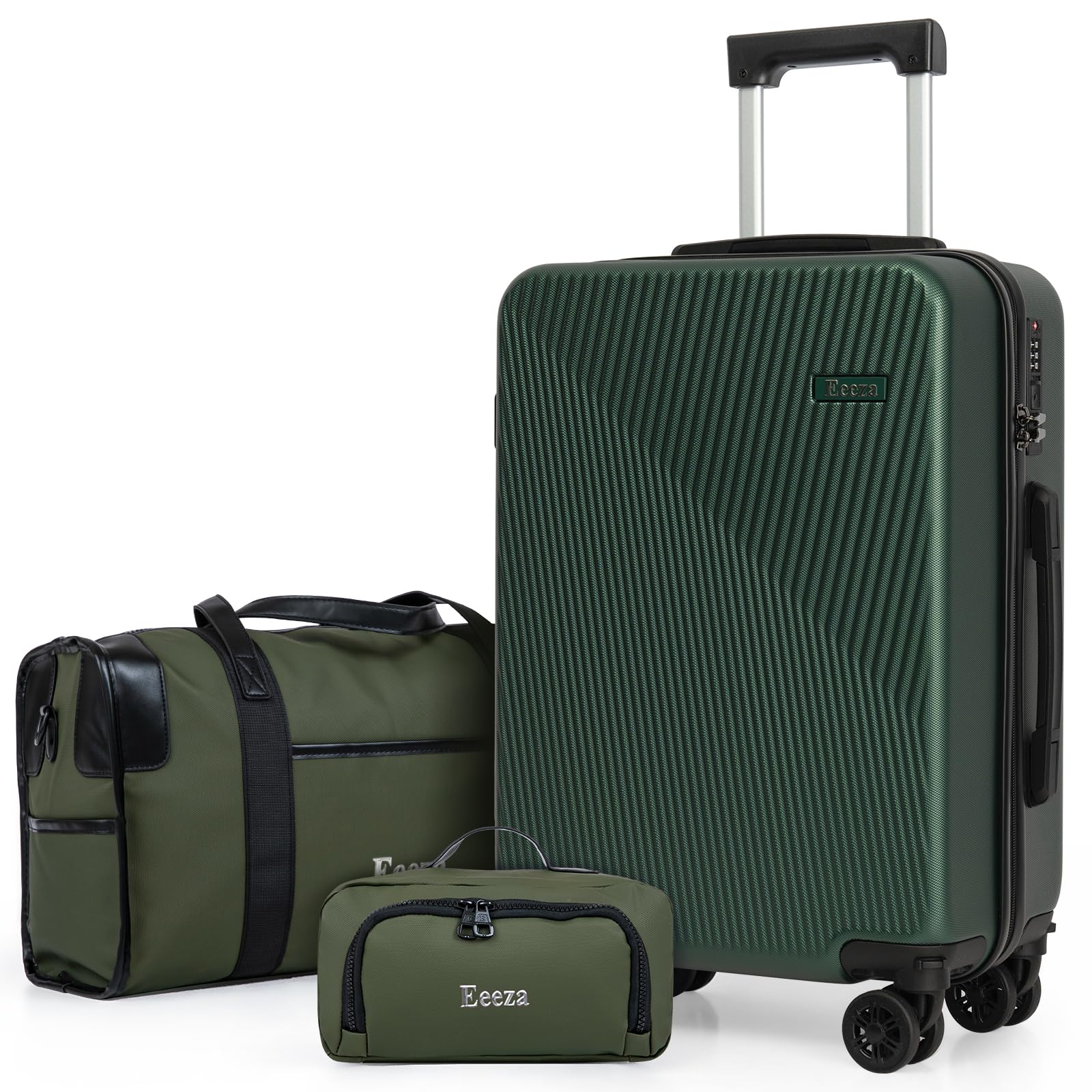 Eeeza Luggage Sets 3 Piece, Carry on Luggage 20in Suitcase Set,Green