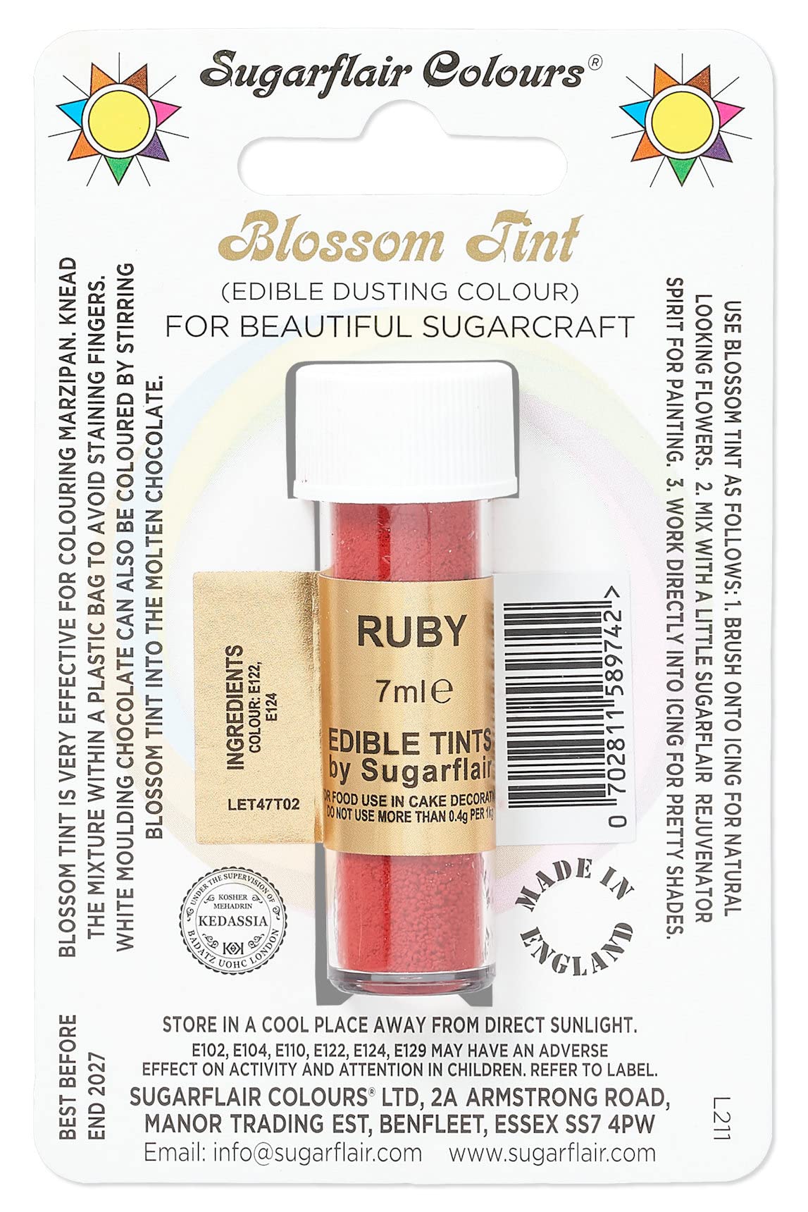 Sugarflair Blossom Tint Grape Violet Food Colouring and Dusting Powder, Matt Finish, Brush On or Mix with Rejuvenator Spirit to Create a One of A Kind Cake - 7ml — view 39