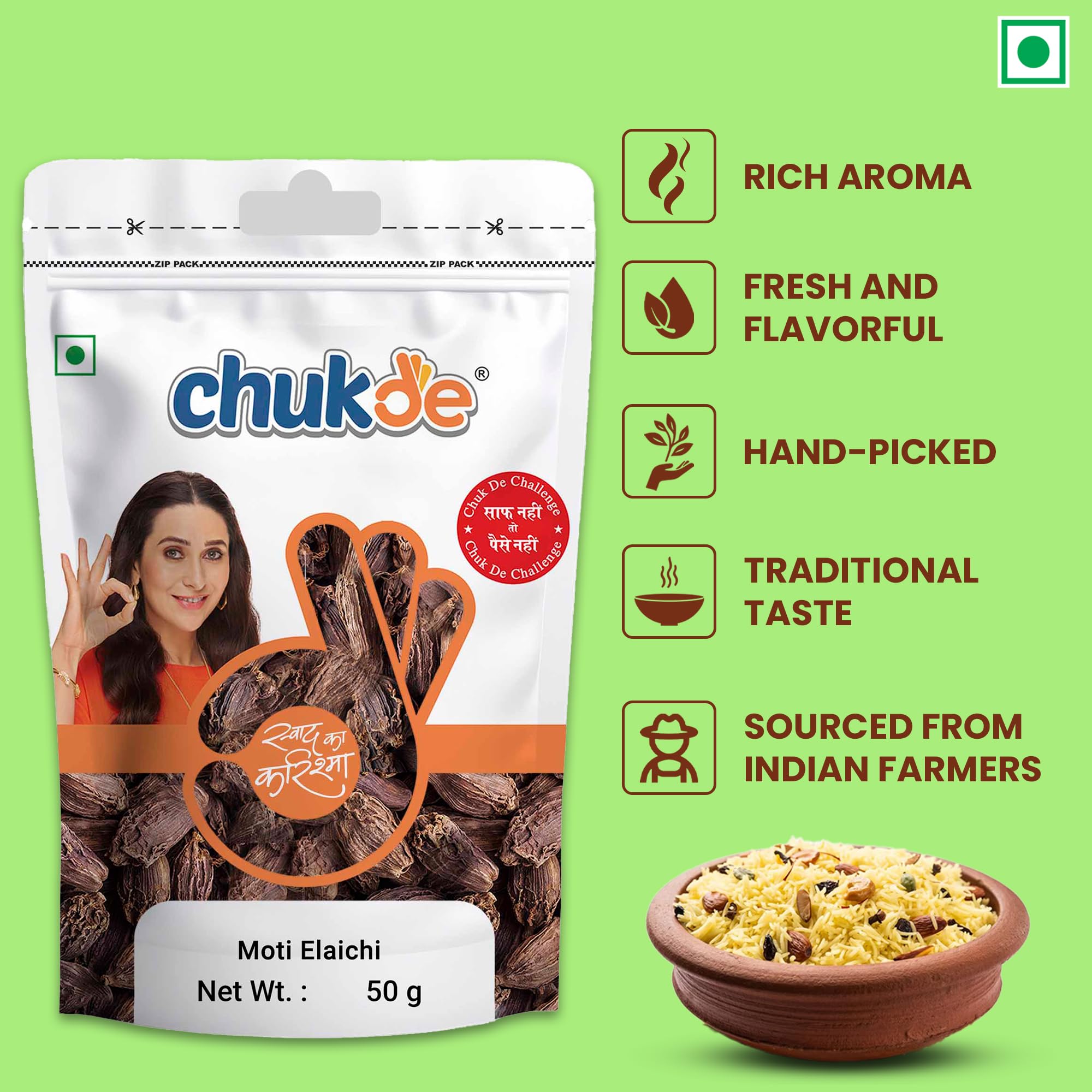 Chukde Moti Elaichi, Big Black Cardamom Whole Spices, 50g - Image 6 thumbnail