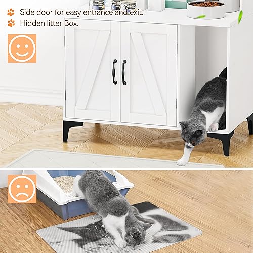 Miniatura 7 de Muebles de caja de arena para gatos, caja oculta para gatos con almacenamiento de estantes, caja de arena para gatos, almacenamiento de madera