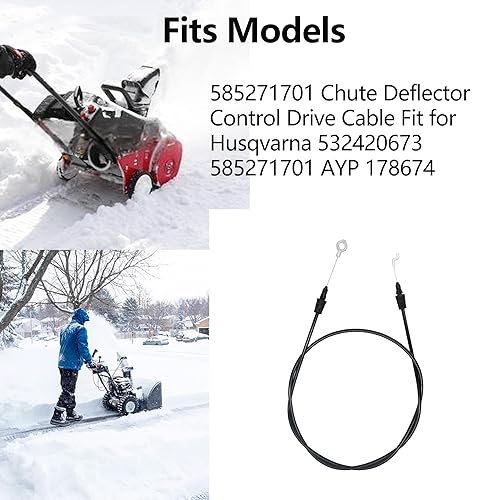 Miniatura 2 de YIAOSUA 585271701 178674 Cable de accionamiento de control de deflector de canal Sustituye Husqvarna AYP Sears Jonsered Poulan SnowThrowers