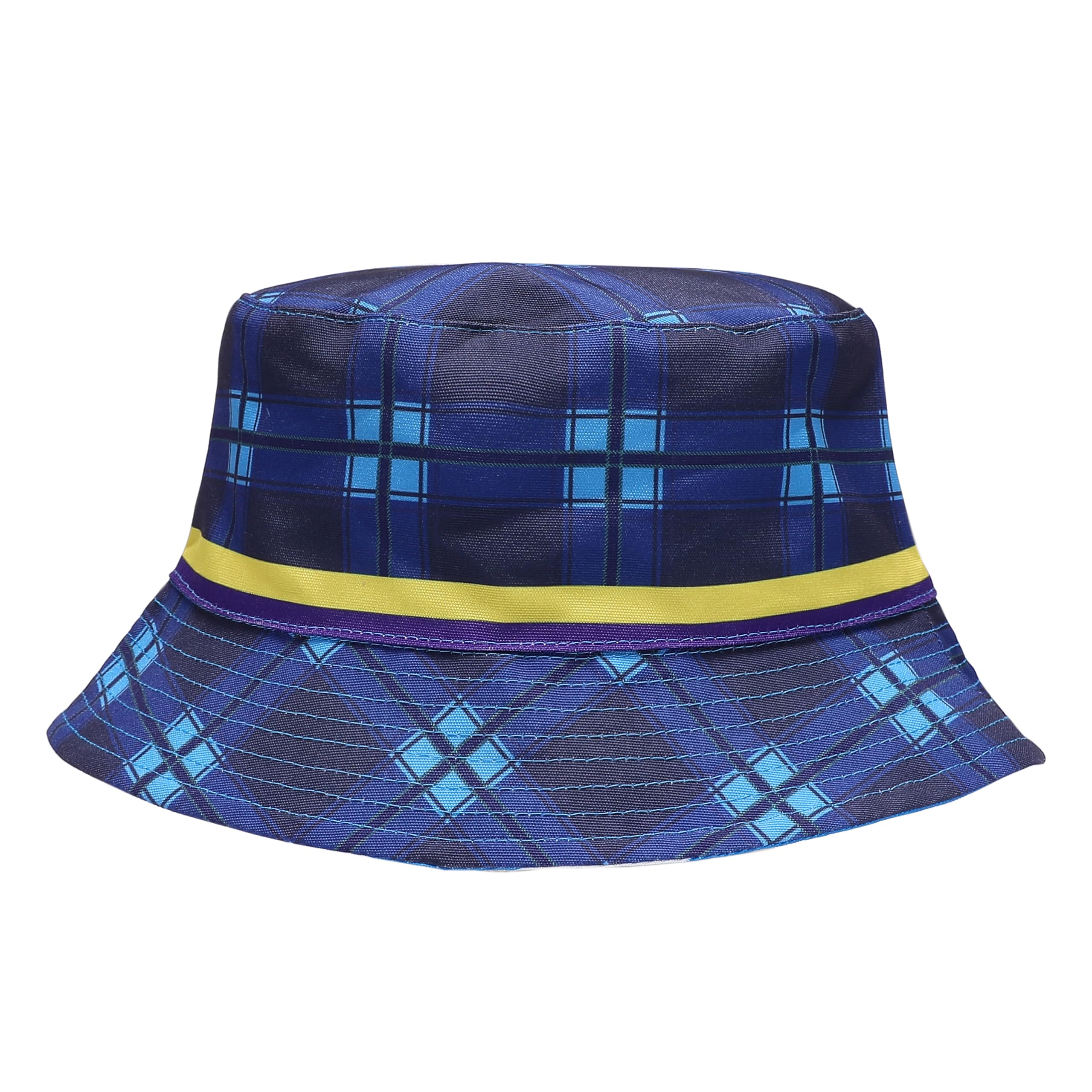 Asvp Shop Unisex Blue Scotland Tartan Reversible Bucket Hat – Scottish Flag Foldable Cap For Football & Rugby Supporters
