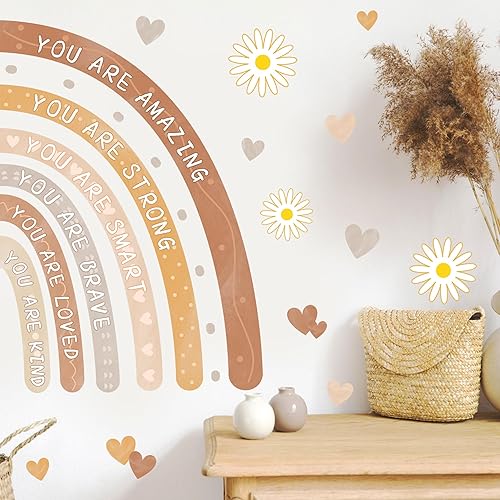 Miniatura 2 de Calcomanías de pared de acuarela arco iris, calcomanías de pared boho para habitación de bebé, calcomanías de pared motivacionales para decoración