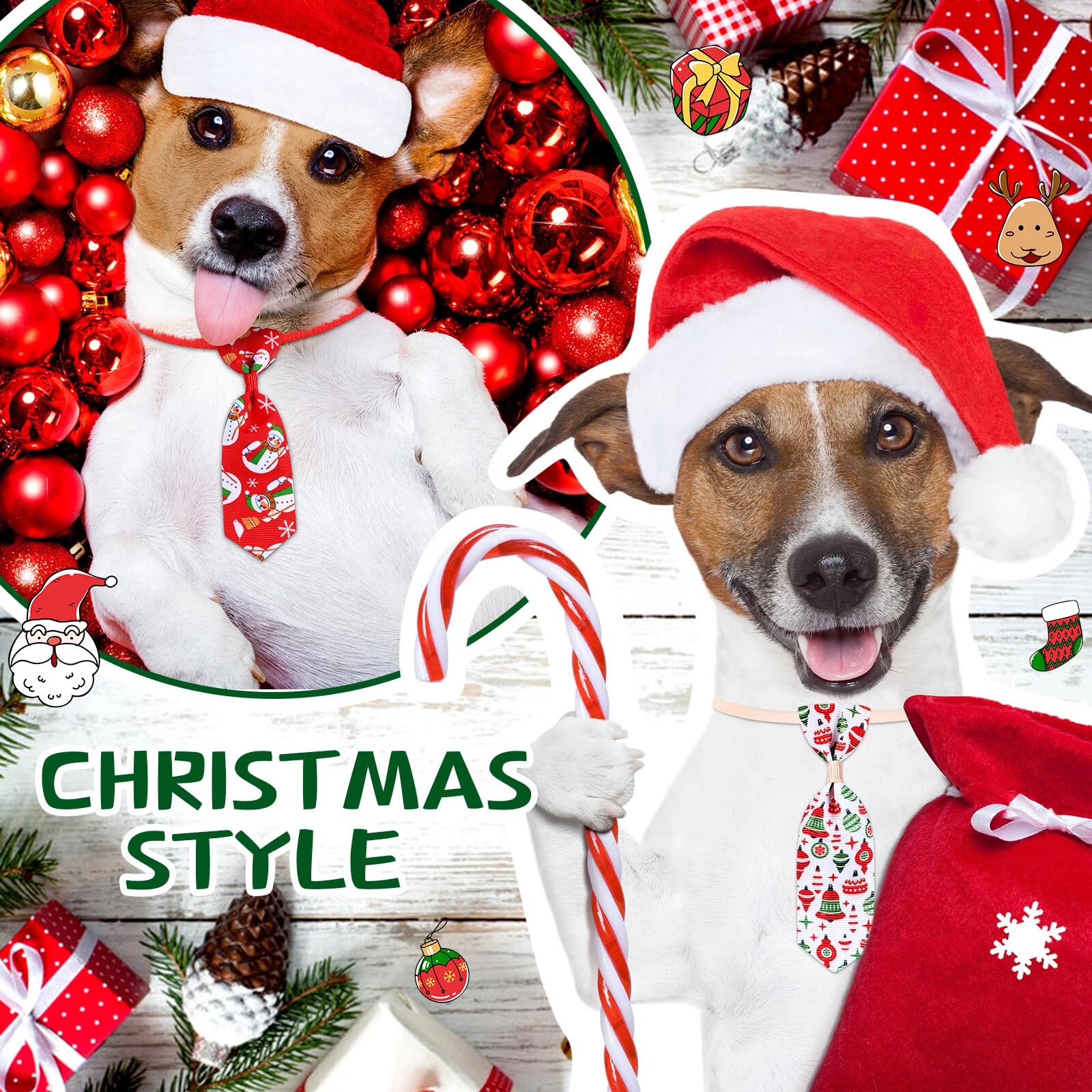120 Stück Hunde-Fliege-Halsband-Set, Hundehalsbänder, verstellbares Hundezubehör für kleine Hunde, niedliche Hundehaarschleifen, Katzenfliege, Thanksgiving, Weihnachten (niedlicher Stil)