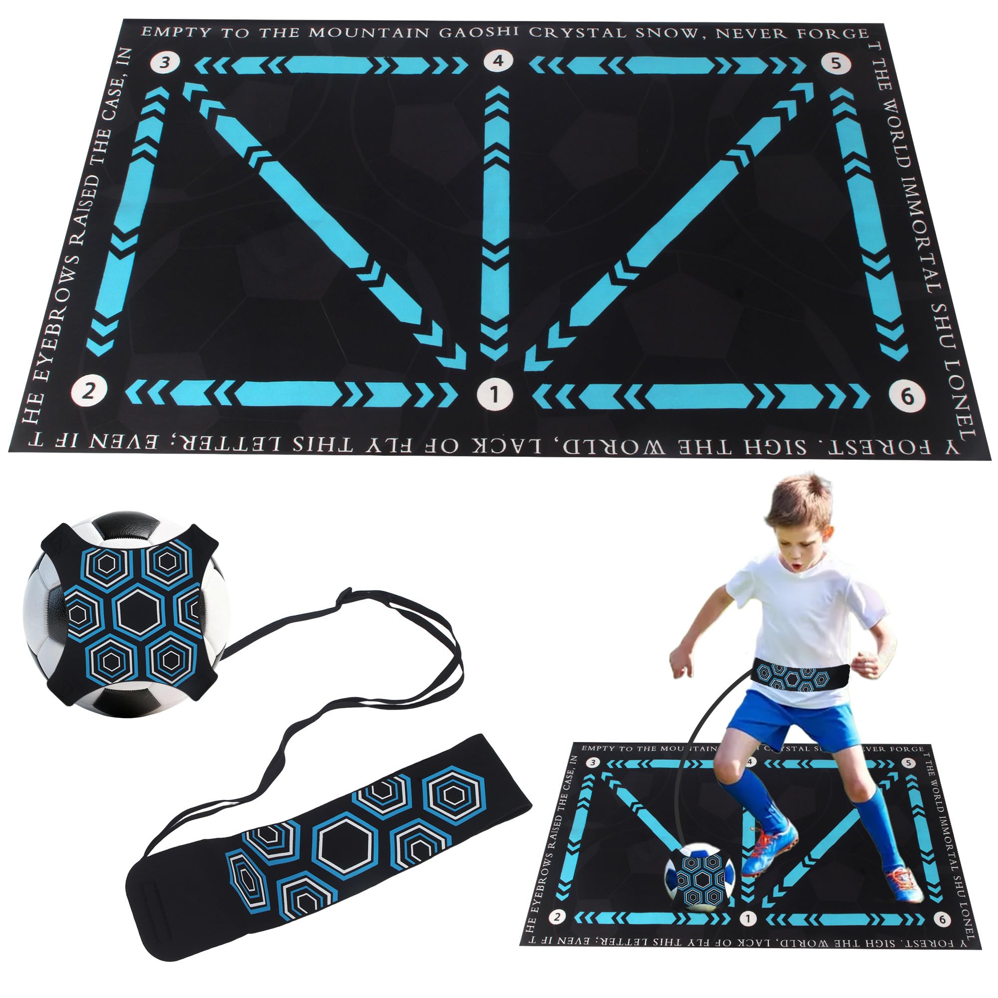 Tappetino da Allenamento per Calcio 90x60 cm, Tappeto Calcio Allenamento con Trainer, Tappeto Allenamento Calcio per Dribbling, Tappeto Antiscivolo Controllo Pallone Esercizi Passo