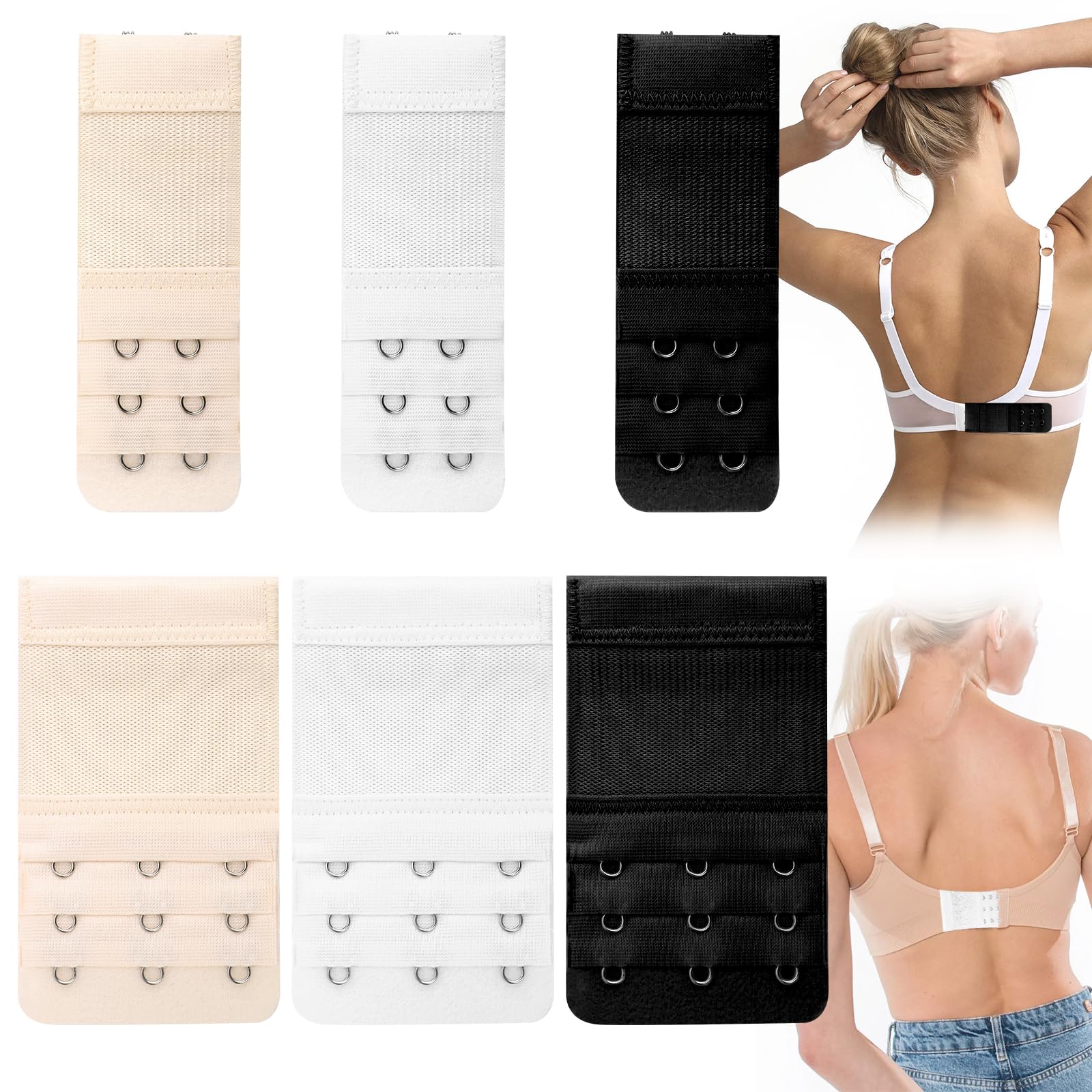 Ganci Cotone 9 Pezzi Estensione Reggiseno - Per Donne, 2/3/4 Ganci, Morbido, Nero/Bianco/Pelle Extender Reggiseno - Foto 10