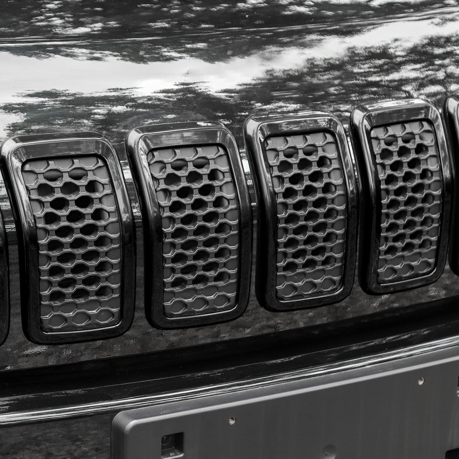 JeCar Grille Inserts ABS Grill Cover Trim Kit Compatible with Jeep Cherokee 2019-2021 KL, Black