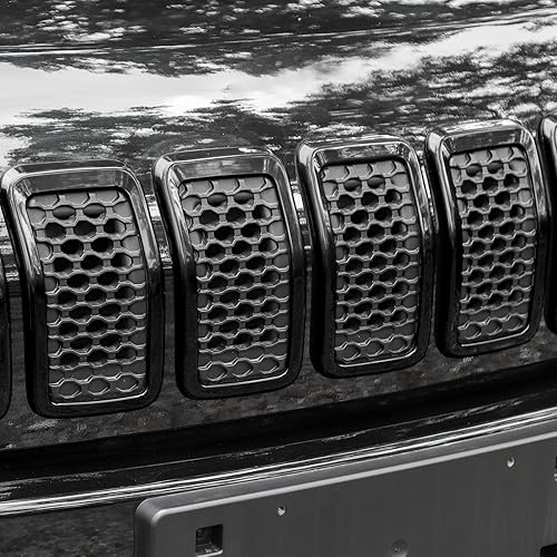 Miniatura 4 de JeCar Kit de moldura de rejilla ABS para Jeep Cherokee 2019-2021 KL, color negro