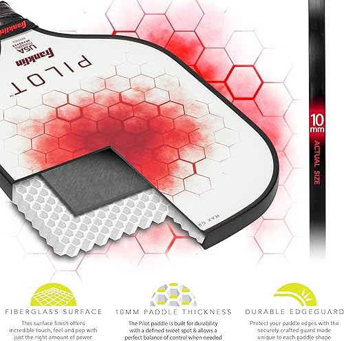 Miniatura 9 de Franklin Sports Pala de pickleball  Raqueta de pickleball con núcleo de polipropileno piloto  Pala de pickleball oficial aprobada por Estados Unidos
