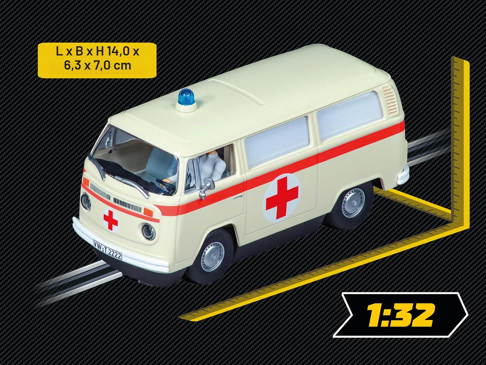 Carrera Evolution - 20027794 VW Bus T2b Ambulance, Red Cross | Slotcar Ready to Race | Perfekt für Kinder & Erwachsene | Maßstabsgetreue 1:32 Nachbildung mit Lichtfunktion