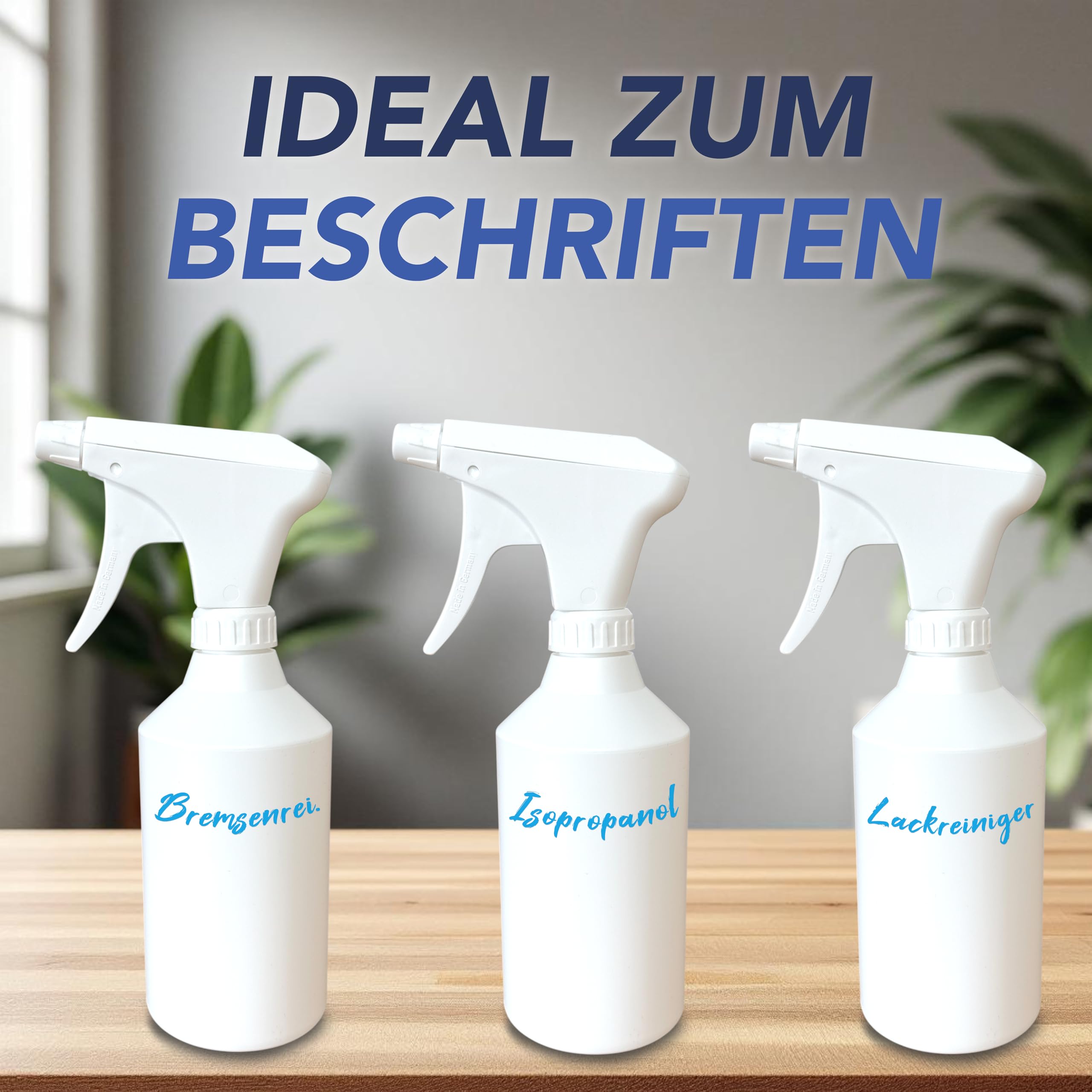 Lösemittelbeständige Sprühflasche 500 ml, 5er-Pack | Lösemittelbeständig: IPA, Ethanol, Aceton, MEK/Butanon, Ethylacetat, Methanol, Bremsenreiniger, Silikonentferner