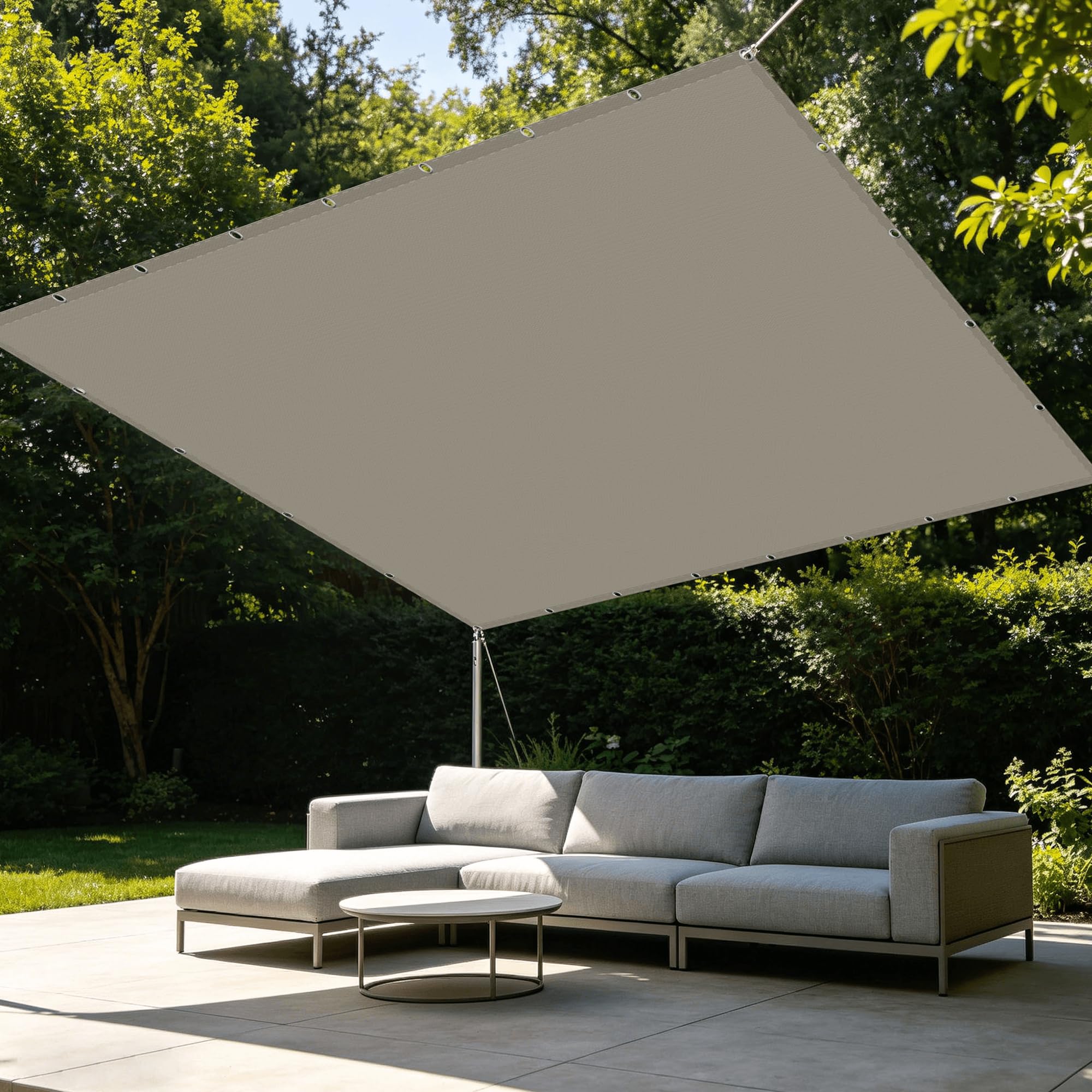 Voile d'ombrage carré taupe 100x380 cm avec cordon de montage pour terrasse
