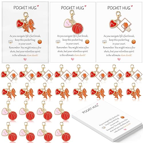 Konohan 24 Sets Basketball Pocket Hug Gifts Bulk Basketball Keychains