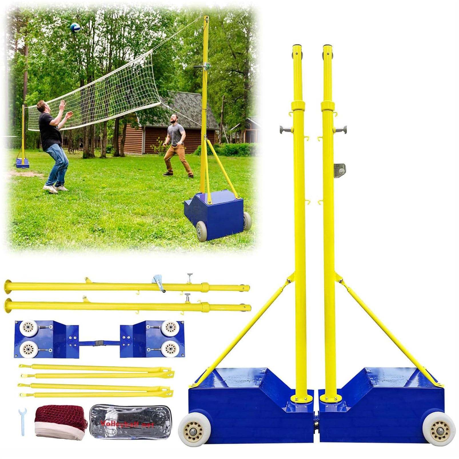 Bâton De Volley-ball Avec Filet De Volley-ball/filet De Badminton, Filet De Volley-ball Pour Jardin, Poteau De Volleyball Portable D'extérieur Robuste