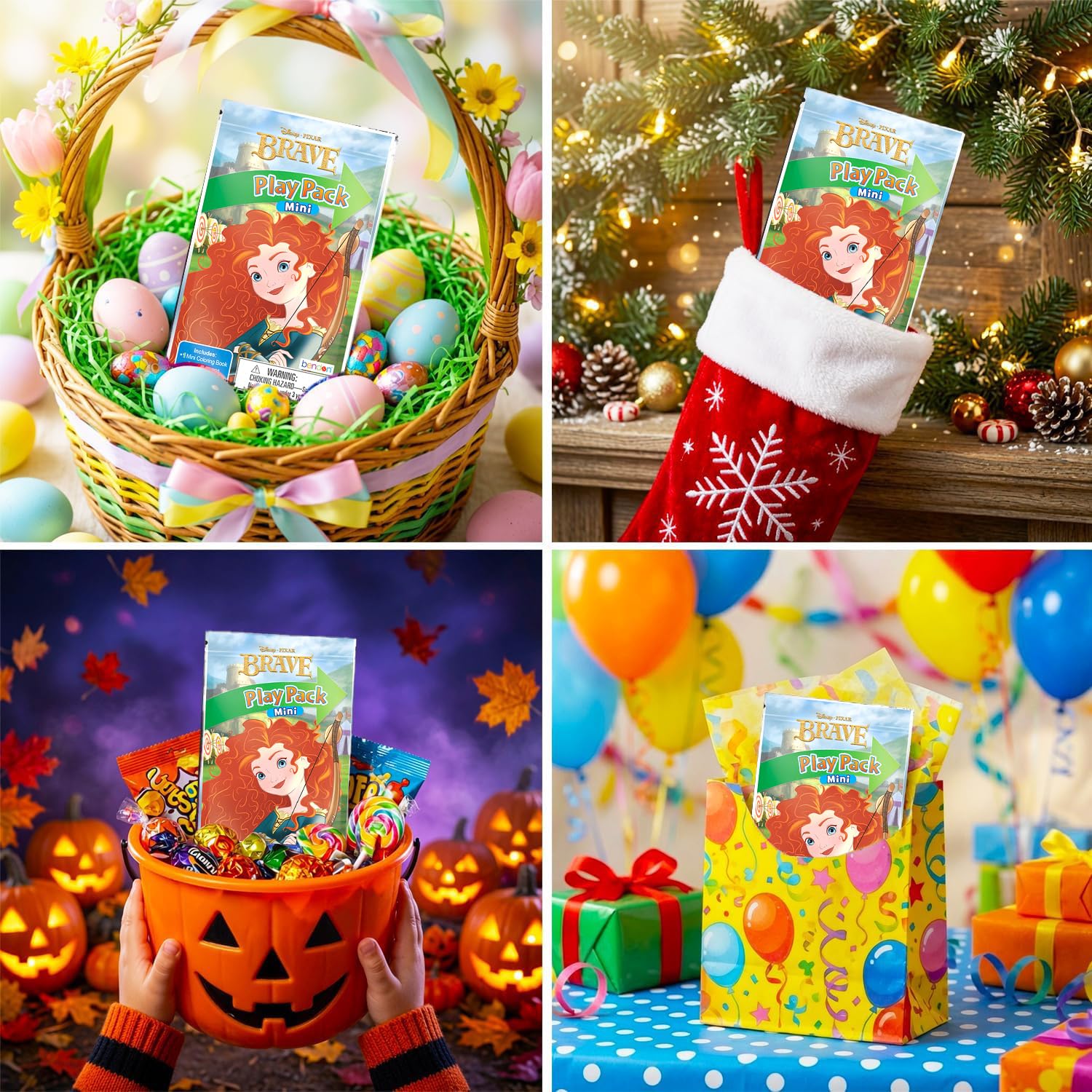 Disney Brave Mini zestaw upominków na imprezę dla dzieci – zestaw z 24 mini pakietami do zabawy Brave n Go z kolorowankami, naklejkami i nie tylko (artykuły na przyjęcie urodzinowe Brave)