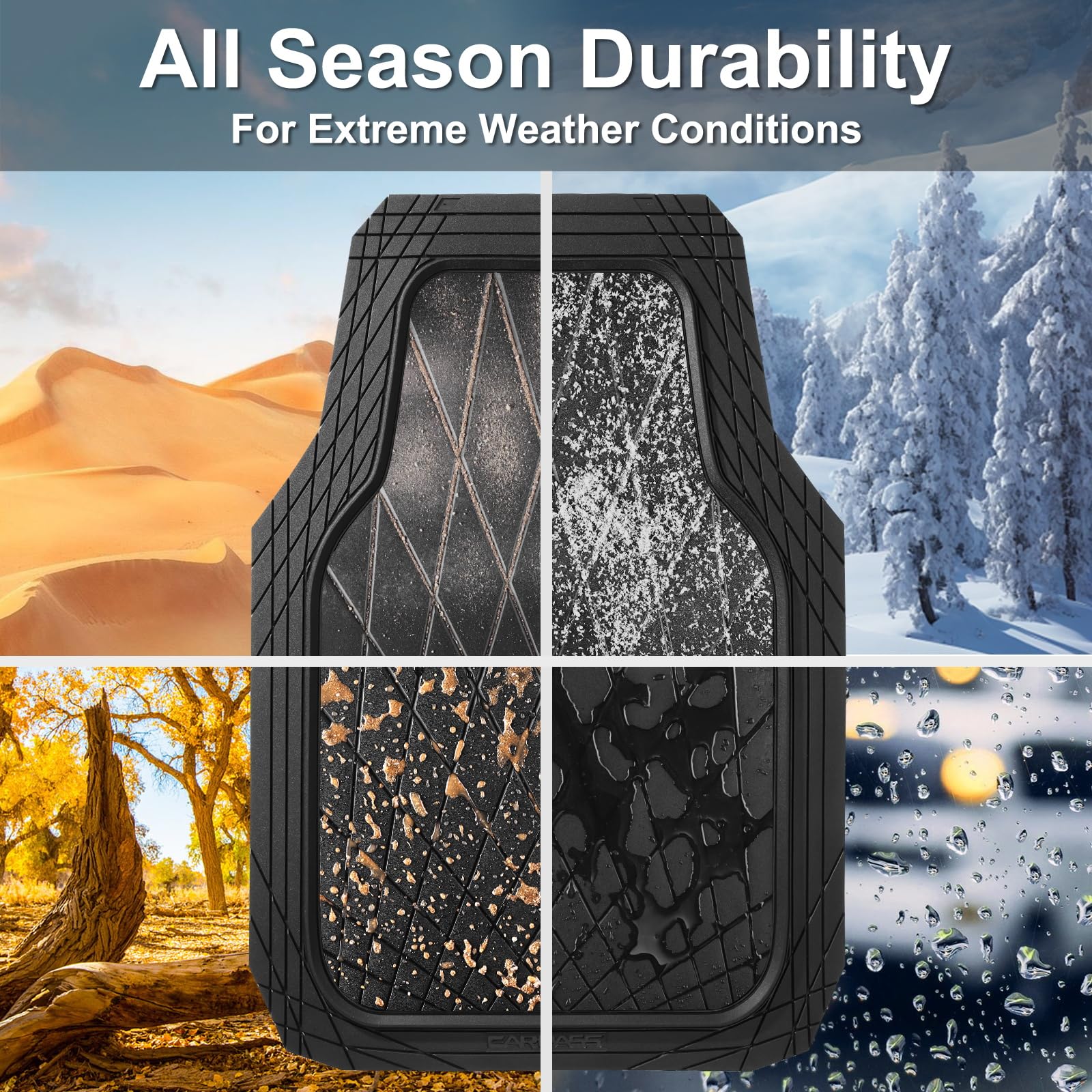 CAR PASS Heavy Duty Rubber Car Floor Mats Waterproof Universal Trim-to-Fit Car Mats All Weather Floor Mats for — view 4