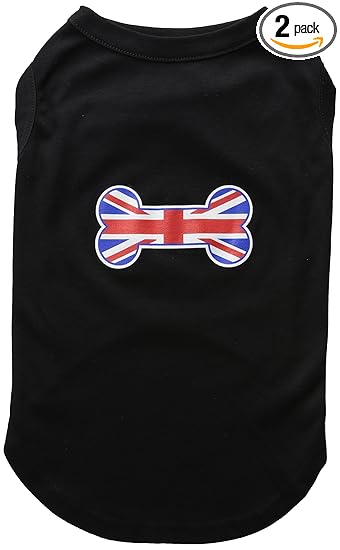 Mirage Pet Products 16-inch Bone Shaped United Kingdom Union Jack Flag Screen Print Shirts for Pets, X-Large, Black