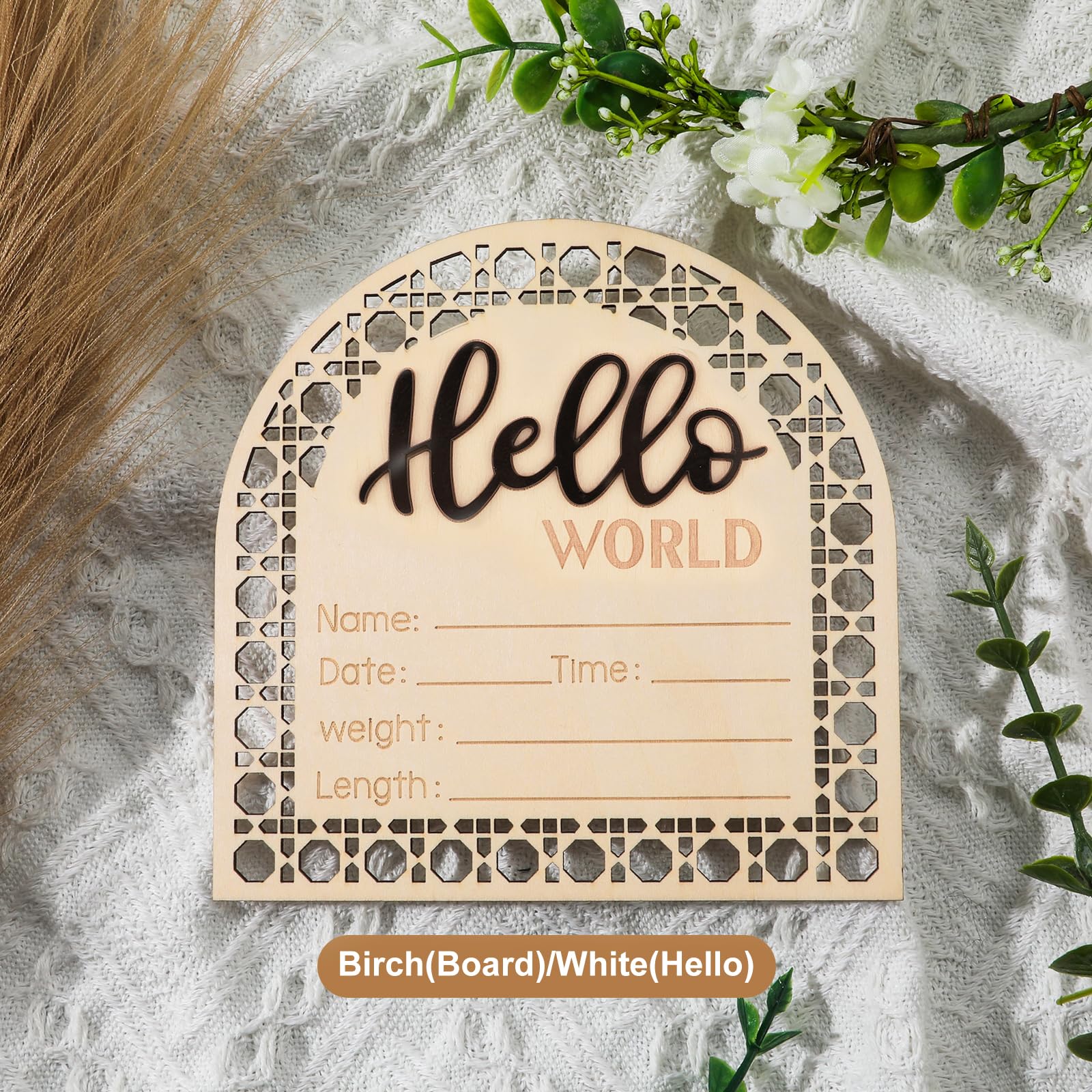 Baby Announcement Sign, 5.5 Inch Newborn Birth Announcement Cards Wooden Baby Birth Sign Newborn Cards for Boys and Girls Birth