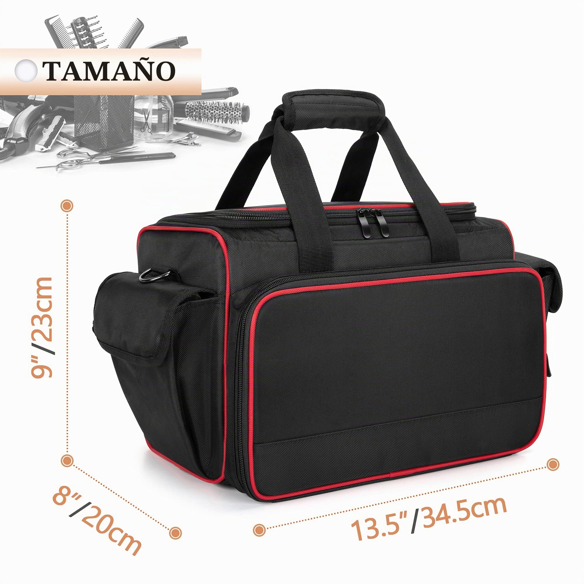 BAFASO Bolsa de Peluquería con Divisores Ajustables, (Solo Bolsa), Negro | Bolsa de Almacenamiento para Herramientas de Peluquería