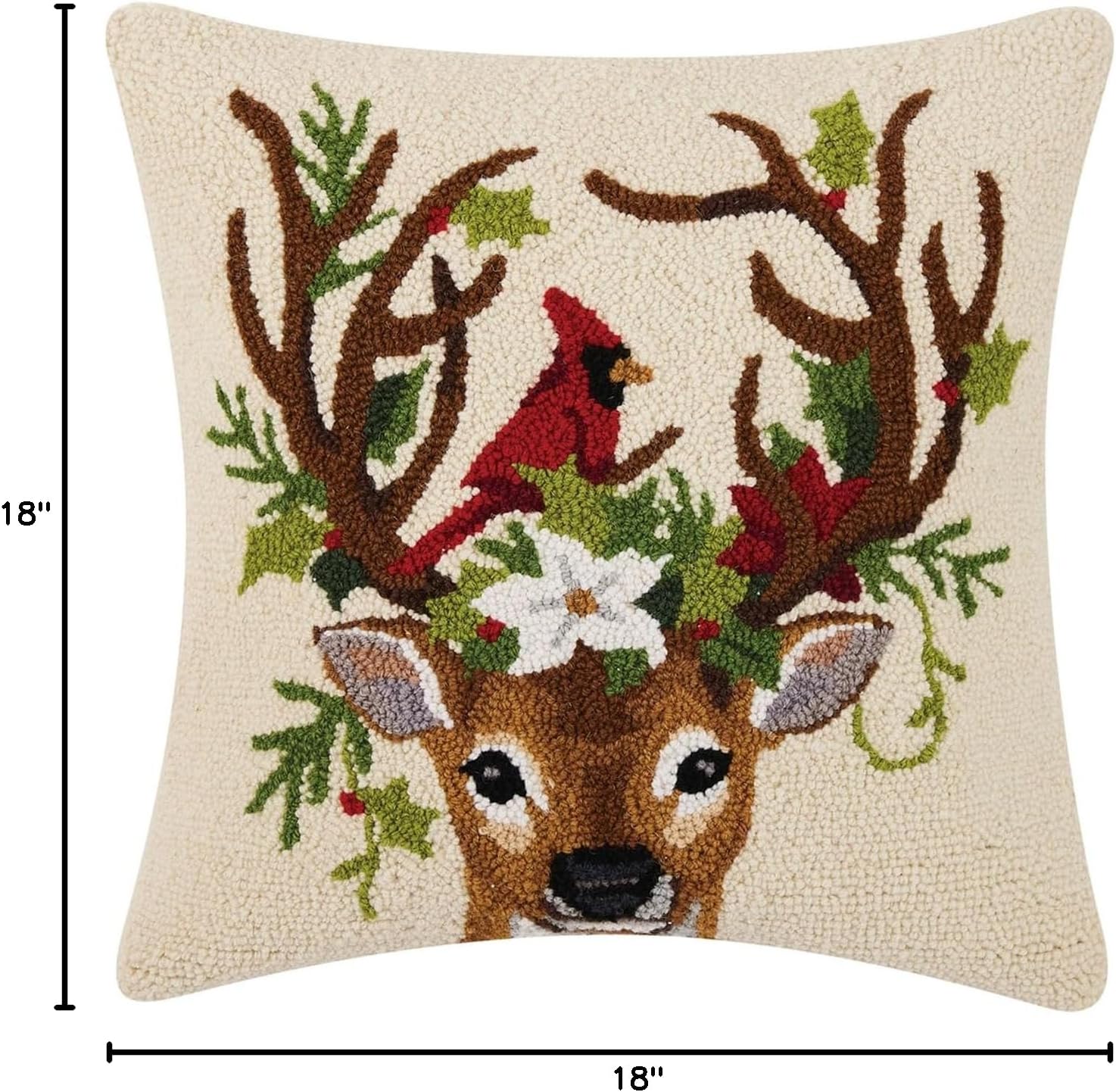 Peking Handicraft - Reindeer and Cardinal 18" Square - 31SJM10531C18SQ