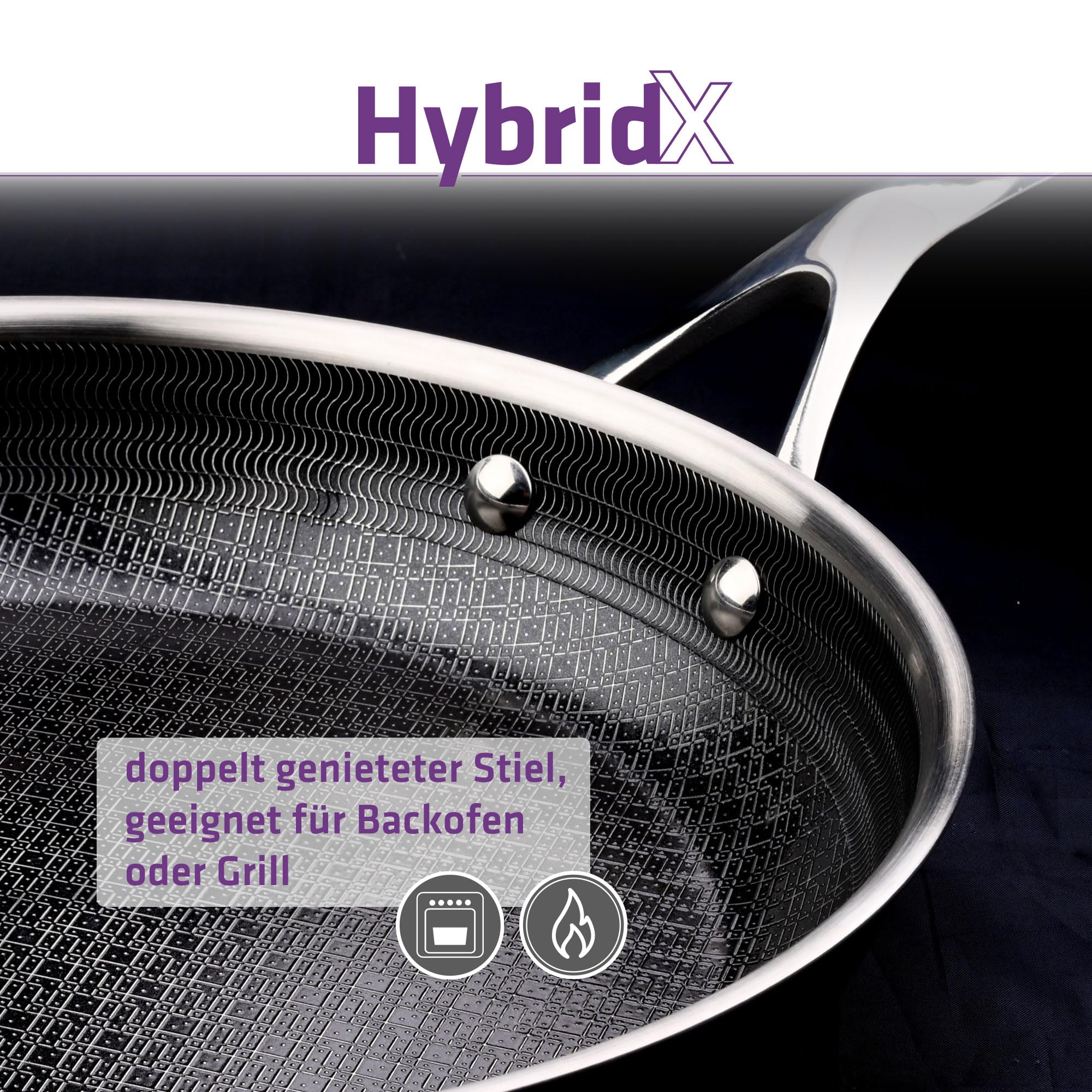 Berndes Bratpfanne HybridX 24cm – Induktionsgeeignet – Allherdtauglich – Antihaftversiegelung - b.nature Quarz - schnelle Hitzeverteilung – energiesparend - PFAS-frei