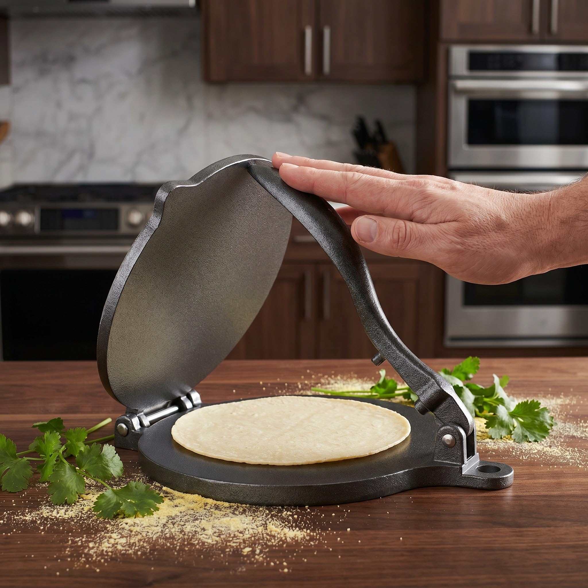 OUNONA 2 presse per tortillas di mais - Pressa per empanadas in alluminio resistente da 7,87 pollici con maniglia ergonomica per burritos, quesadillas, tacos, focacce, arepas e tostones.
