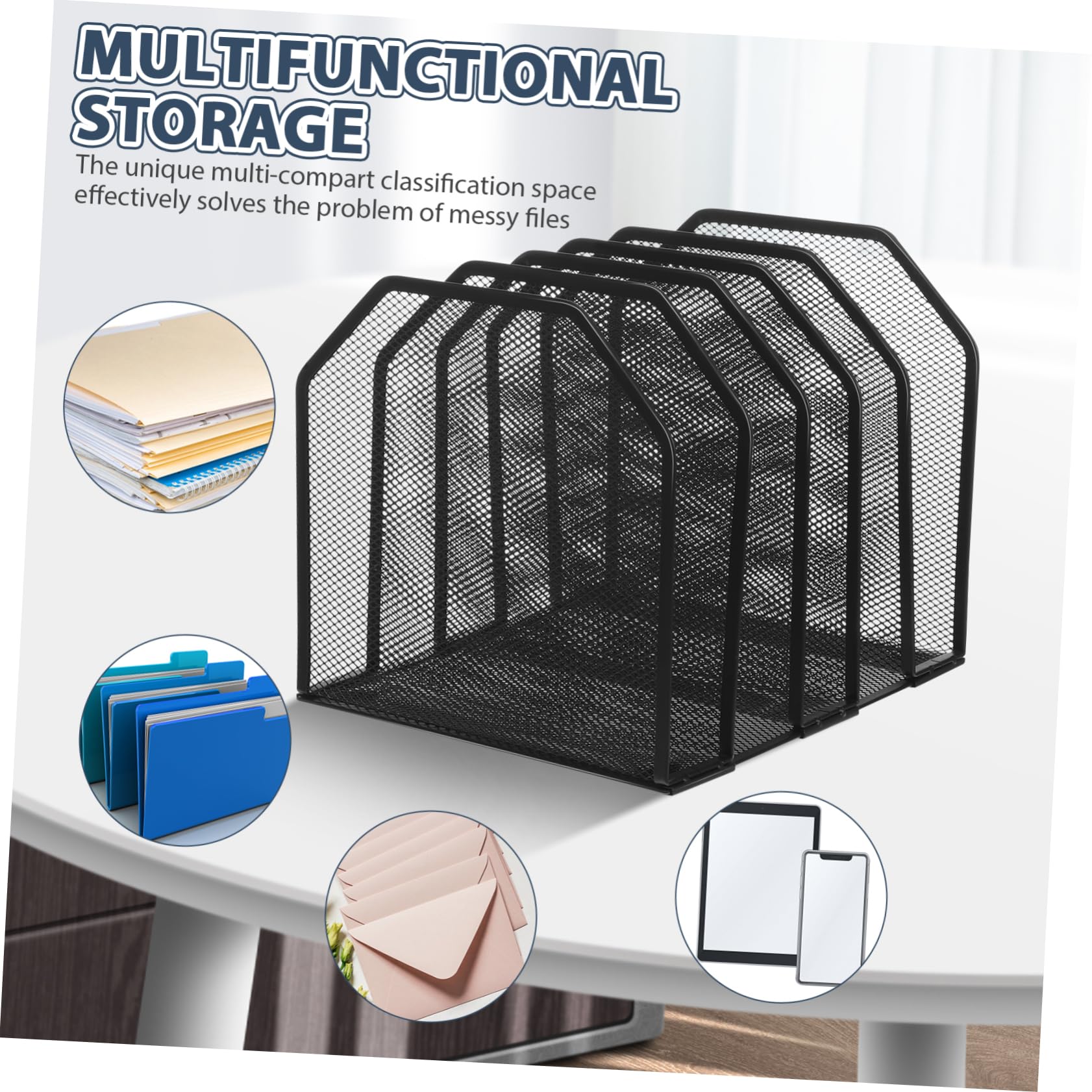 Operitacx Support de Fichiers Maille Amovible à Sections Trieur de Courrier Vertical pour Bureau Maison et Salle de Classe