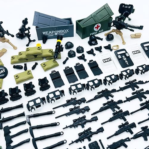 Miniatura 3 de Paquete de armas, juguetes del ejército militar de la Segunda Guerra Mundial para mini figuras de soldado, ametralladoras, juego de ametralladoras
