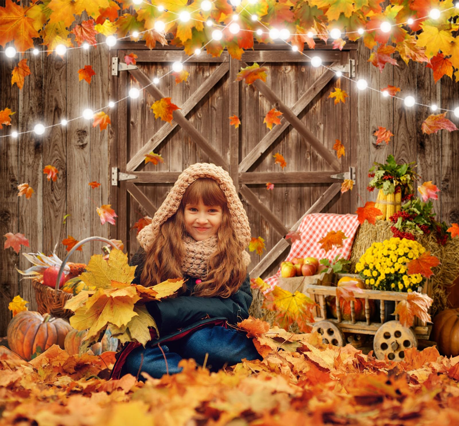 Herbst-Fotohintergrund 3 X 2,4 M – Thanksgiving, Kürbisernte, Ahornblätter, Aus Vinyl, Für Fotoshootings & Deko